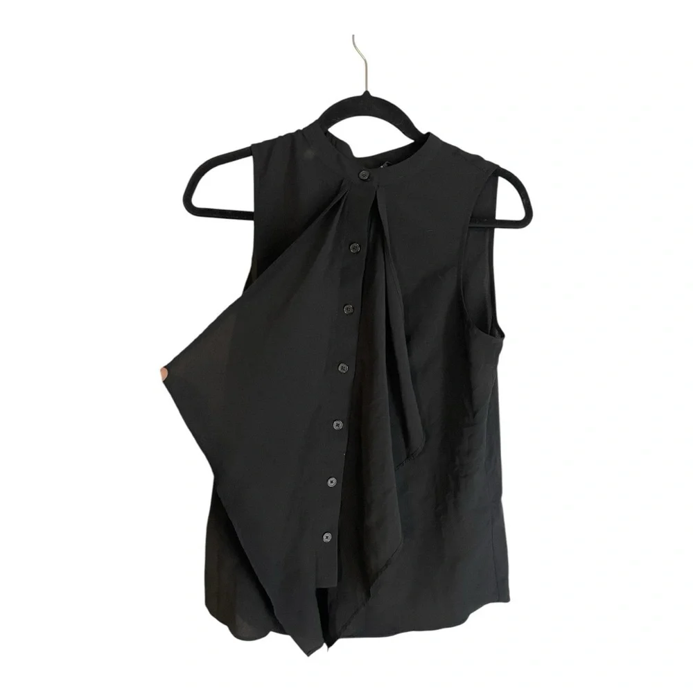 Banana Republic Black Sleeveless  Button Down Top Short Sleeve - Picture 2 of 6